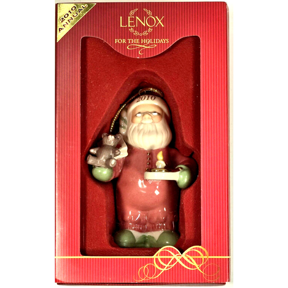 LENOX 2010 SANTA'S SLUMBER Annual Christmas Ornament Teddy Bear Bedtime Candle